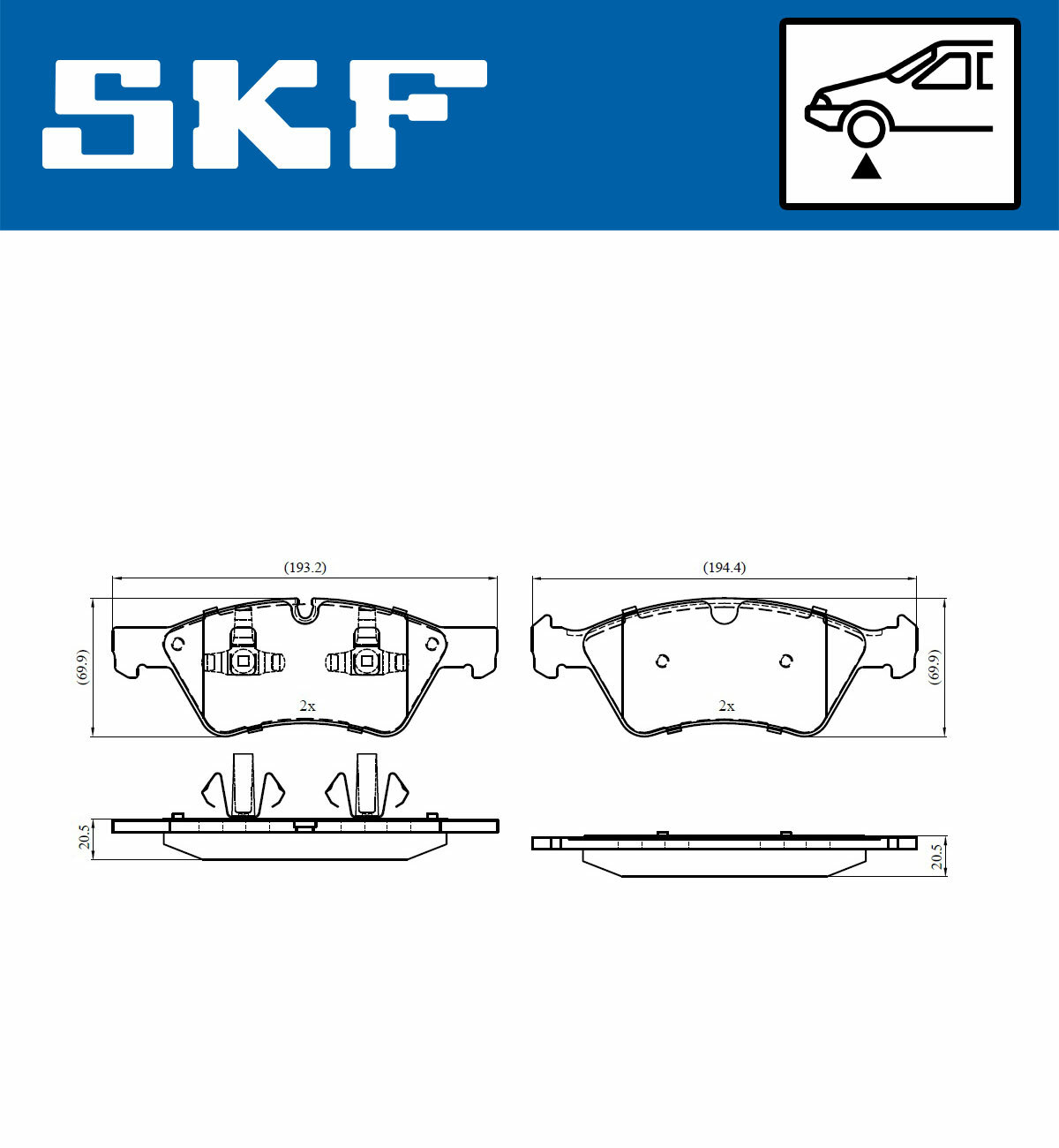 Sada brzdových platničiek kotúčovej brzdy SKF